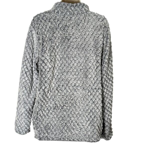 Simply Southern Fuzzy Quarter Zip Sherpa Pullover Gray Size M - Picture 3 of 8